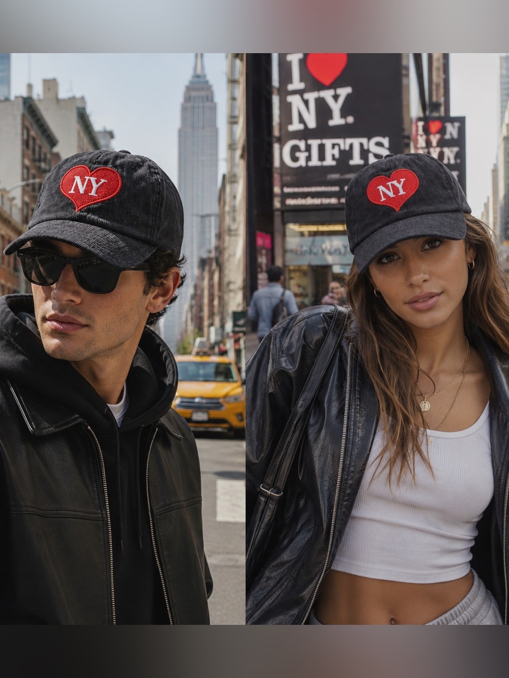 Black Corduroy NY Heart Patch Baseball Cap | Unisex